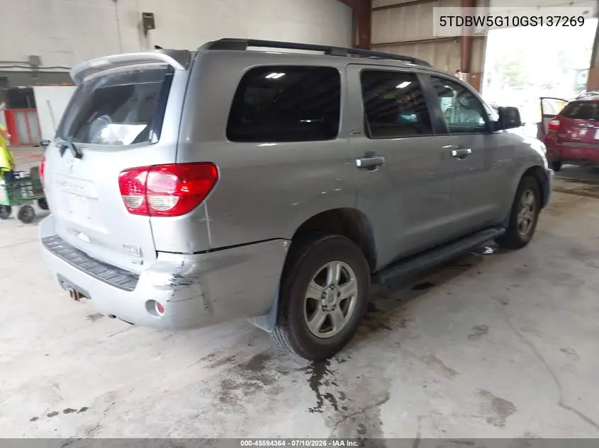 2016 Toyota Sequoia Sr5 5.7L V8 VIN: 5TDBW5G10GS137269 Lot: 45594364