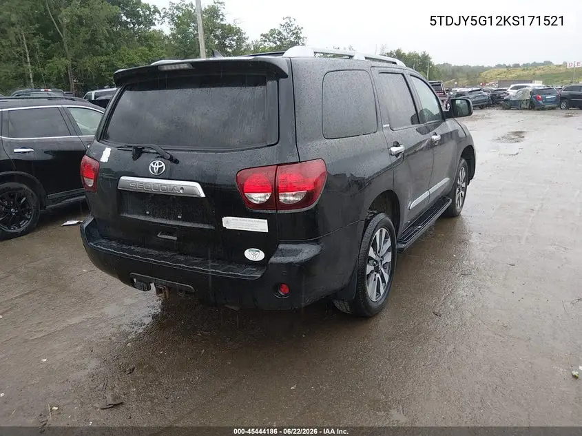 2019 Toyota Sequoia Limited VIN: 5TDJY5G12KS171521 Lot: 45444186