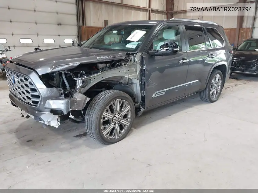 2024 Toyota Sequoia Capstone VIN: 7SVAAABA1RX023794 Lot: 45417031