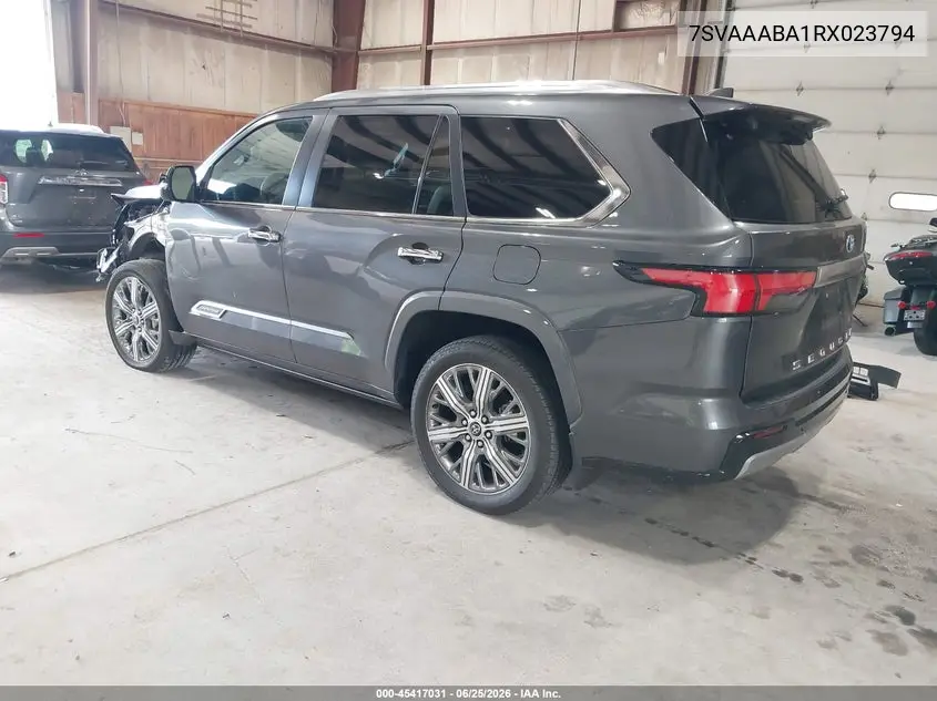 2024 Toyota Sequoia Capstone VIN: 7SVAAABA1RX023794 Lot: 45417031