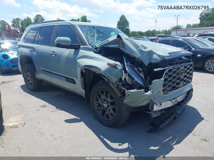 2024 Toyota Sequoia Platinum VIN: 7SVAAABA7RX026795 Lot: 45494241