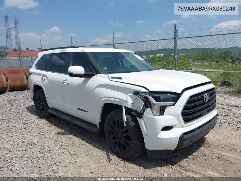 2024 Toyota Sequoia Sr5 VIN: 7SVAAABA9RX030248 Lot: 45530945