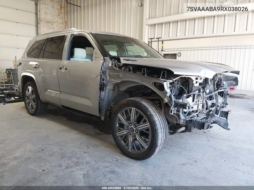 2024 Toyota Sequoia Capstone VIN: 7SVAAABA9RX038026 Lot: 45535968