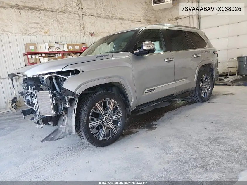 2024 Toyota Sequoia Capstone VIN: 7SVAAABA9RX038026 Lot: 45535968
