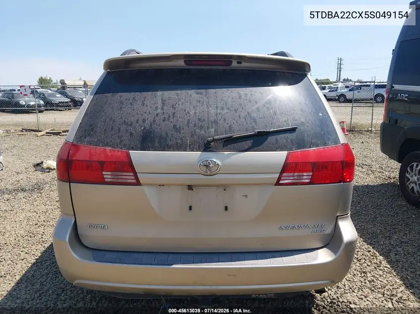 2005 Toyota Sienna Xle VIN: 5TDBA22CX5S049154 Lot: 45613039