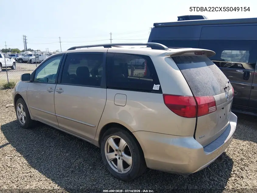 2005 Toyota Sienna Xle VIN: 5TDBA22CX5S049154 Lot: 45613039