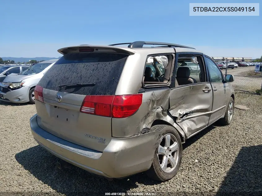 2005 Toyota Sienna Xle VIN: 5TDBA22CX5S049154 Lot: 45613039