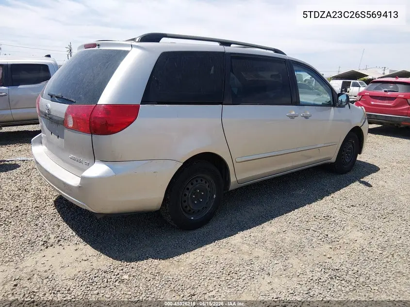 2006 Toyota Sienna Ce VIN: 5TDZA23C26S569413 Lot: 45326215