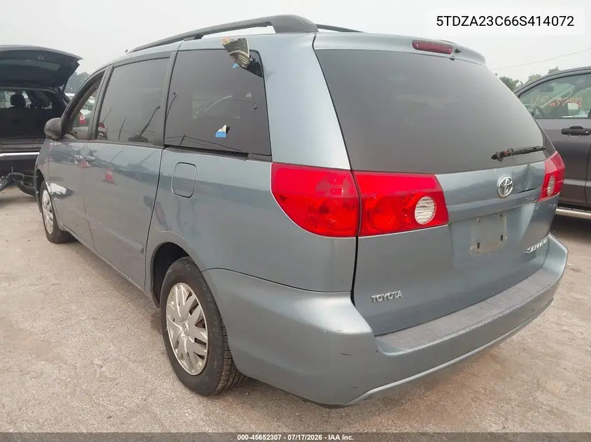 2006 Toyota Sienna Le VIN: 5TDZA23C66S414072 Lot: 45652307