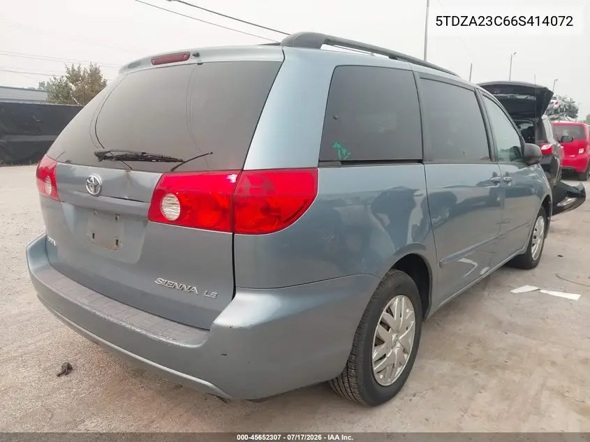 2006 Toyota Sienna Le VIN: 5TDZA23C66S414072 Lot: 45652307
