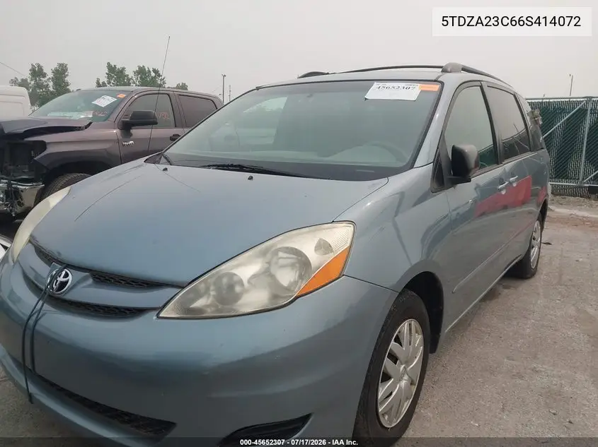 2006 Toyota Sienna Le VIN: 5TDZA23C66S414072 Lot: 45652307