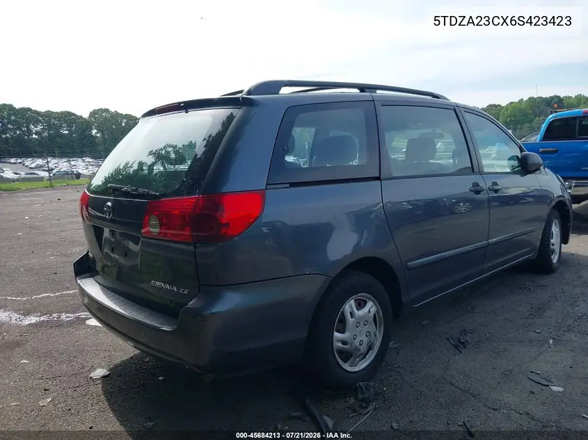 2006 Toyota Sienna Ce VIN: 5TDZA23CX6S423423 Lot: 45684213