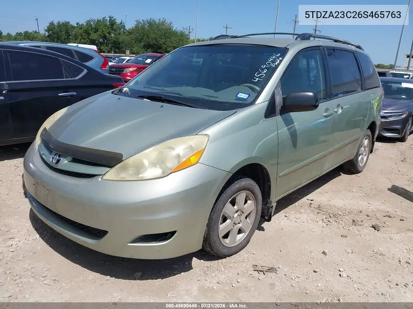 2006 Toyota Sienna Ce VIN: 5TDZA23C26S465763 Lot: 45690446