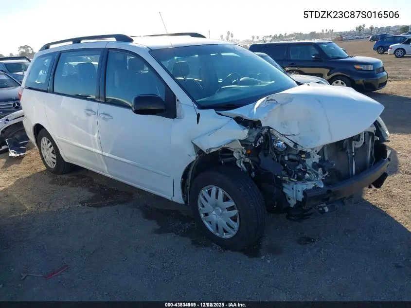 5TDZK23C87S016506 2007 Toyota Sienna Ce