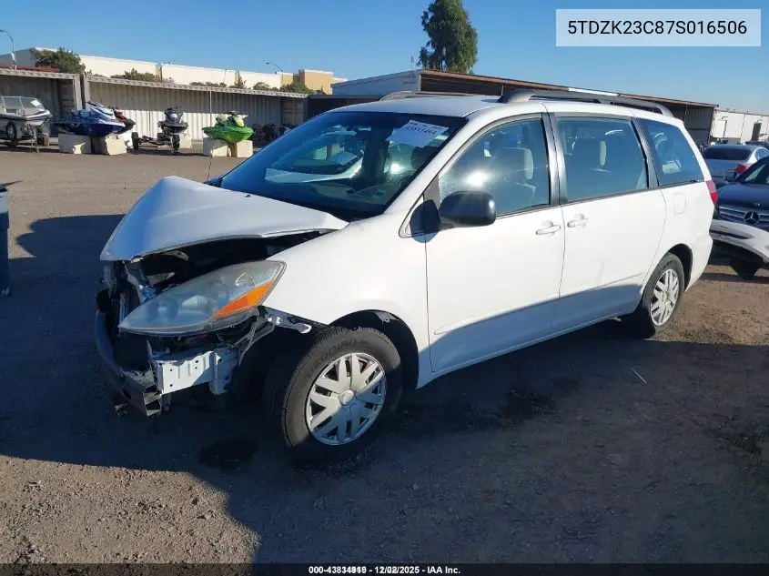 5TDZK23C87S016506 2007 Toyota Sienna Ce