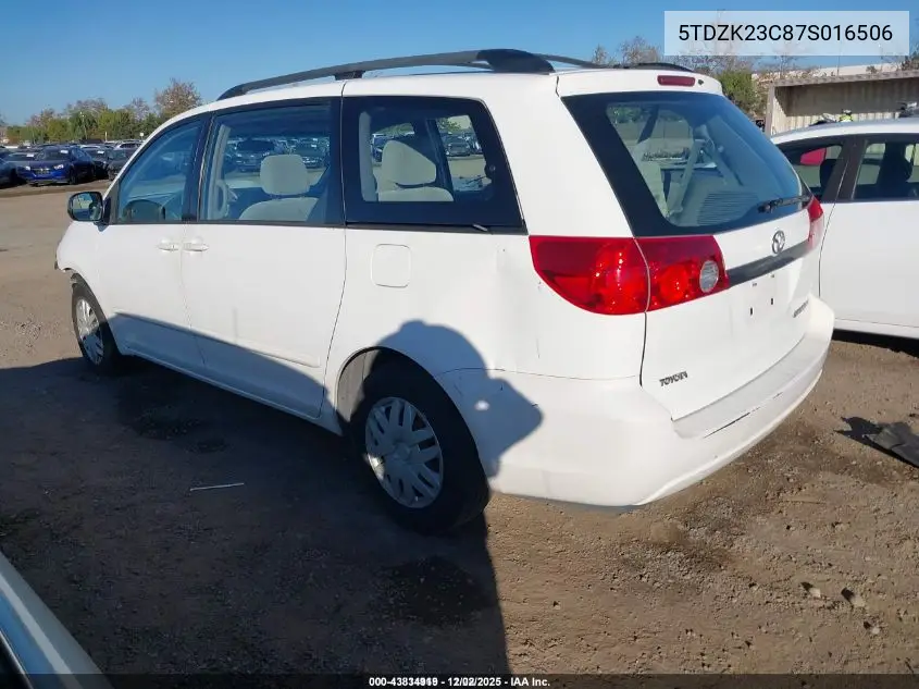 5TDZK23C87S016506 2007 Toyota Sienna Ce