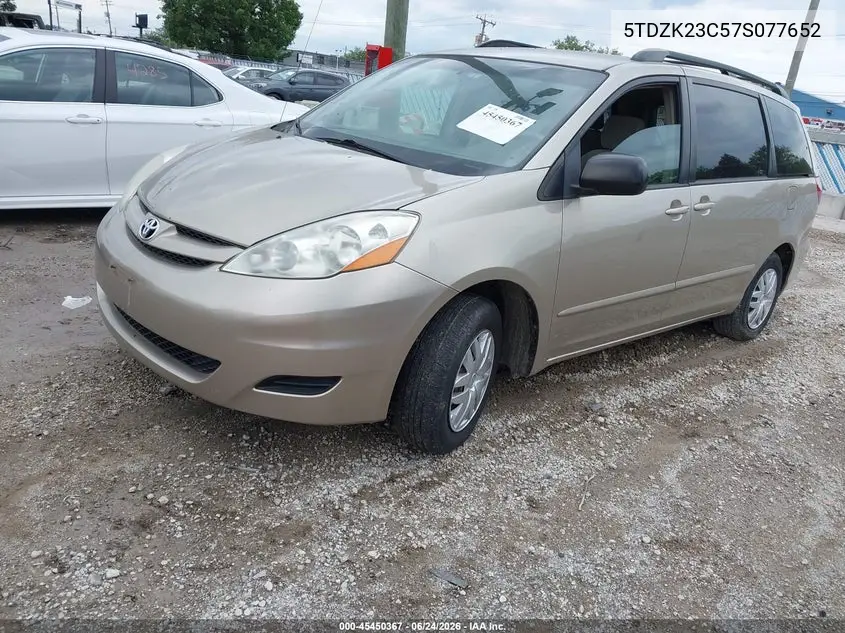 2007 Toyota Sienna Le VIN: 5TDZK23C57S077652 Lot: 45450367