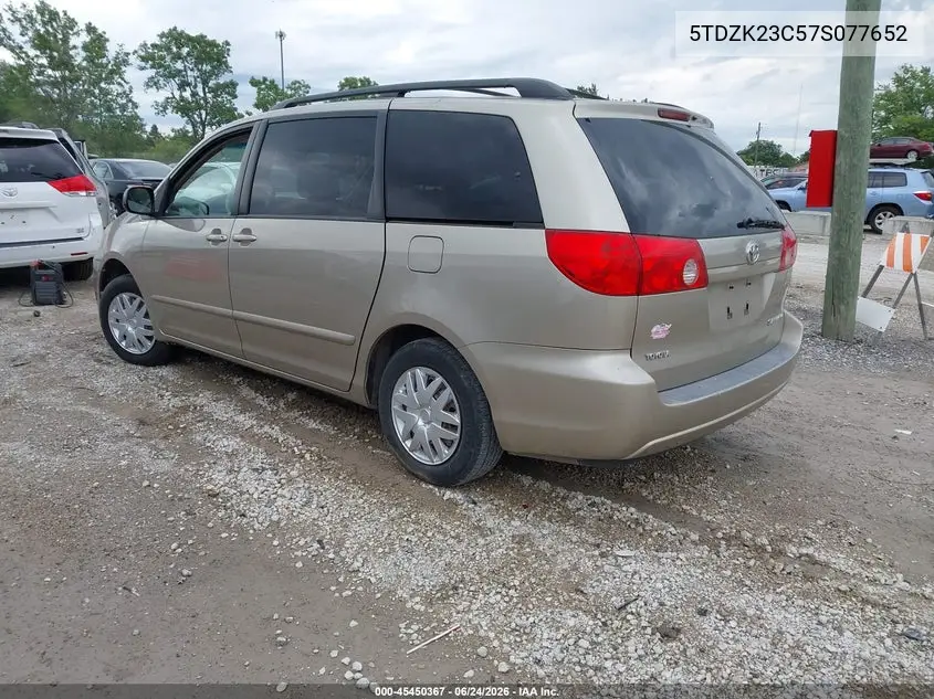 2007 Toyota Sienna Le VIN: 5TDZK23C57S077652 Lot: 45450367