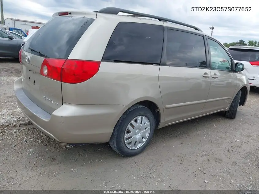 2007 Toyota Sienna Le VIN: 5TDZK23C57S077652 Lot: 45450367