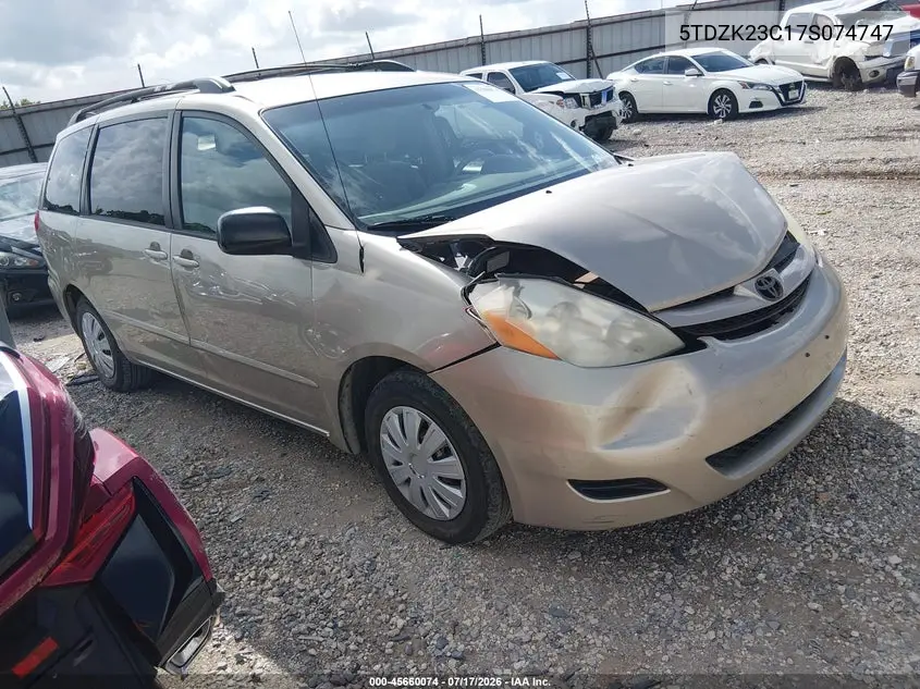 2007 Toyota Sienna Le VIN: 5TDZK23C17S074747 Lot: 45660074
