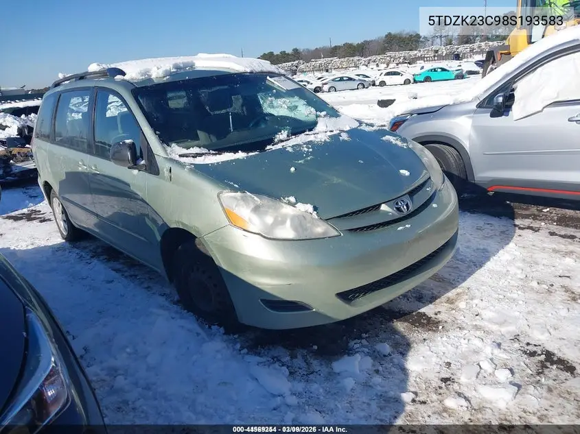 5TDZK23C98S193583 2008 Toyota Sienna Ce