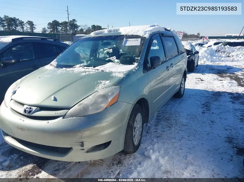 5TDZK23C98S193583 2008 Toyota Sienna Ce