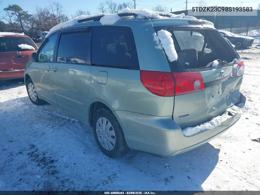 5TDZK23C98S193583 2008 Toyota Sienna Ce