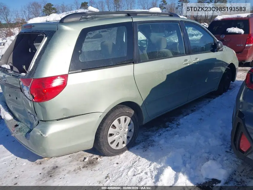 5TDZK23C98S193583 2008 Toyota Sienna Ce