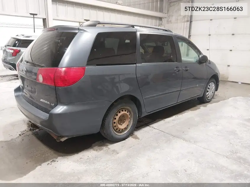 2008 Toyota Sienna Le VIN: 5TDZK23C28S166063 Lot: 45592773