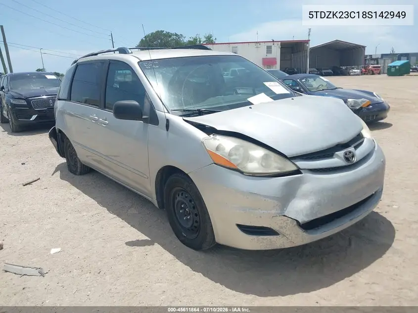 2008 Toyota Sienna Le VIN: 5TDZK23C18S142949 Lot: 45611864