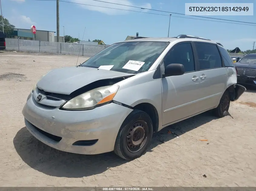 2008 Toyota Sienna Le VIN: 5TDZK23C18S142949 Lot: 45611864
