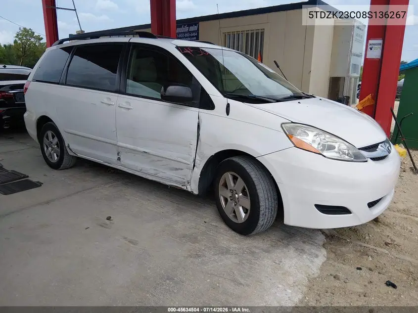 2008 Toyota Sienna Le VIN: 5TDZK23C08S136267 Lot: 45634504