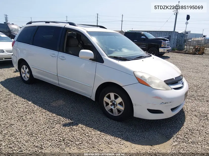 2008 Toyota Sienna Xle VIN: 5TDZK22C38S195069 Lot: 45641978