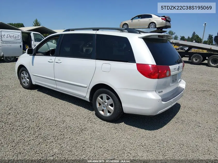 2008 Toyota Sienna Xle VIN: 5TDZK22C38S195069 Lot: 45641978