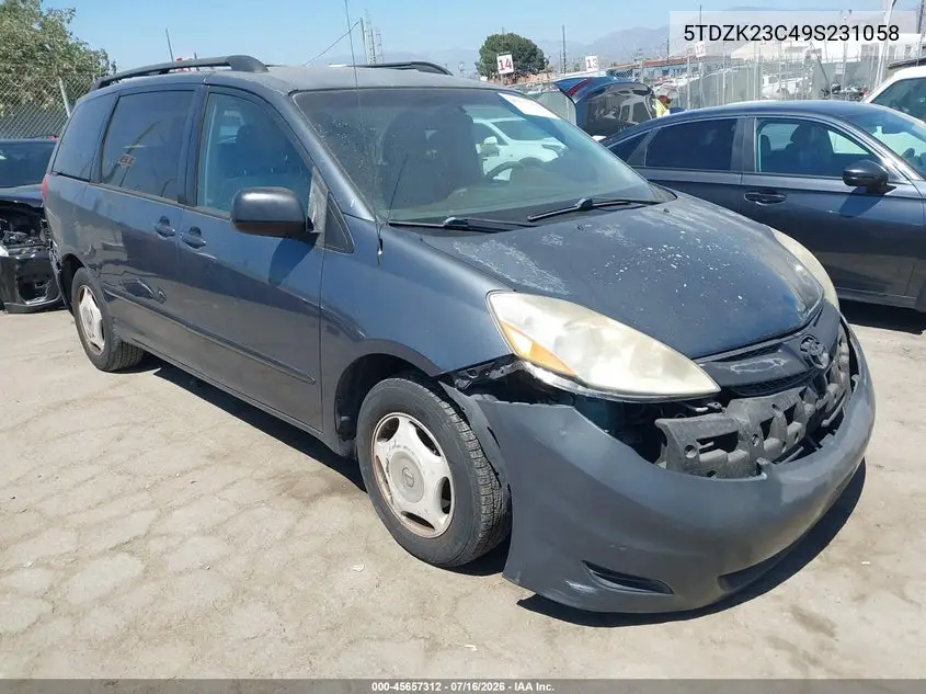 2009 Toyota Sienna Le VIN: 5TDZK23C49S231058 Lot: 45657312