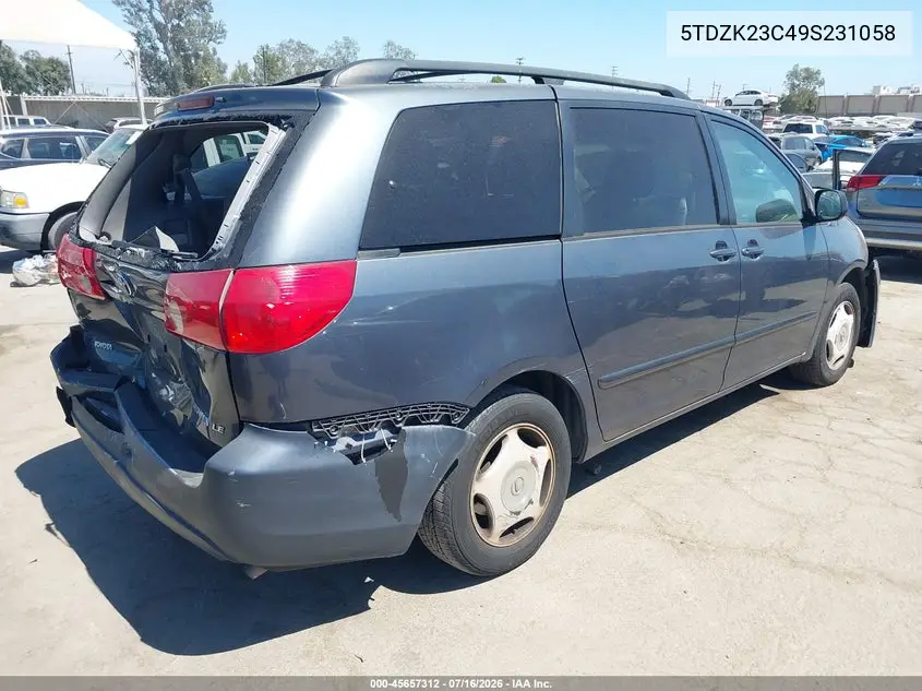 2009 Toyota Sienna Le VIN: 5TDZK23C49S231058 Lot: 45657312