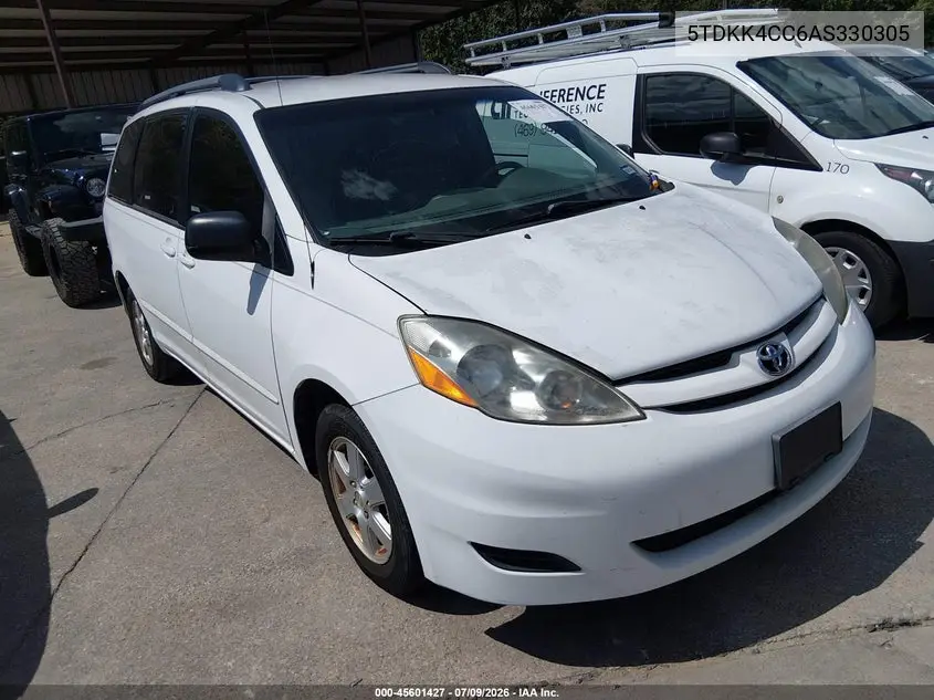 2010 Toyota Sienna Le VIN: 5TDKK4CC6AS330305 Lot: 45601427