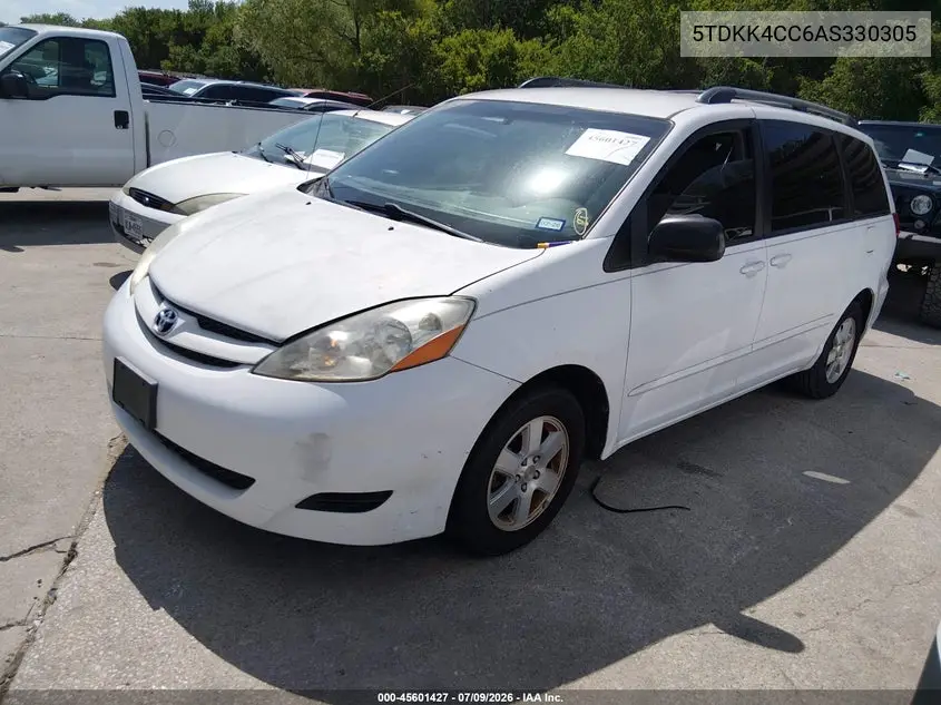 2010 Toyota Sienna Le VIN: 5TDKK4CC6AS330305 Lot: 45601427