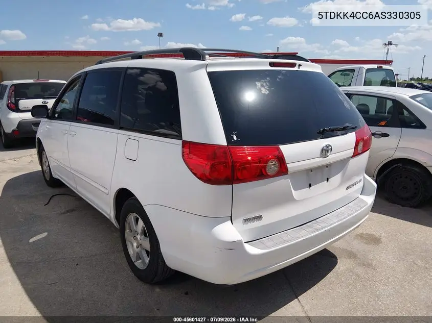 2010 Toyota Sienna Le VIN: 5TDKK4CC6AS330305 Lot: 45601427