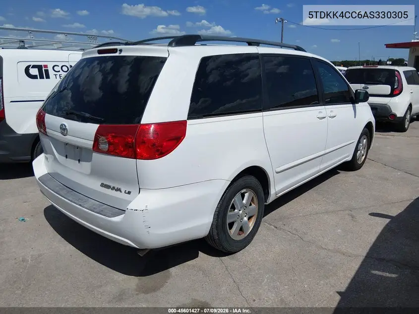 2010 Toyota Sienna Le VIN: 5TDKK4CC6AS330305 Lot: 45601427