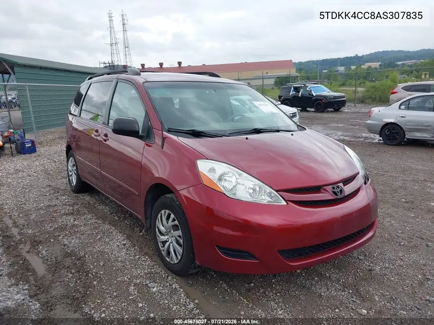 2010 Toyota Sienna Le VIN: 5TDKK4CC8AS307835 Lot: 45675027