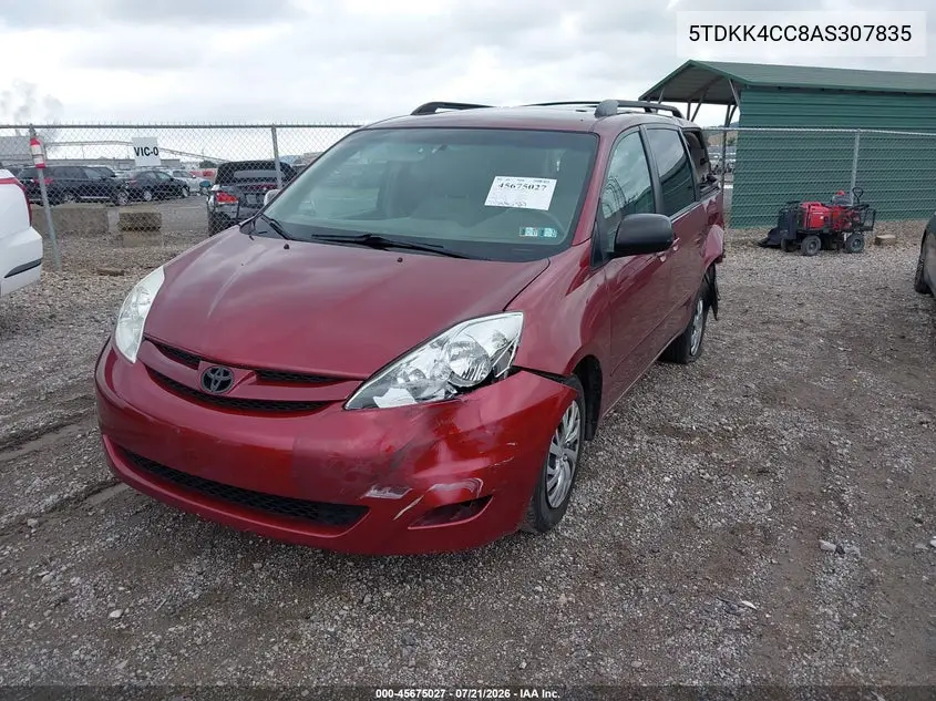 2010 Toyota Sienna Le VIN: 5TDKK4CC8AS307835 Lot: 45675027