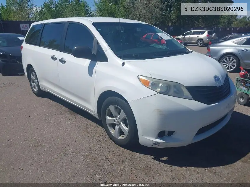 5TDZK3DC3BS020296 2011 Toyota Sienna Base V6