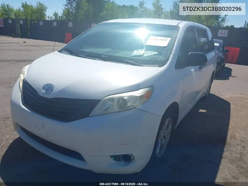 5TDZK3DC3BS020296 2011 Toyota Sienna Base V6