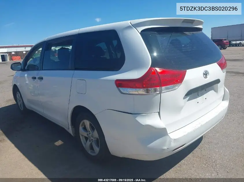 5TDZK3DC3BS020296 2011 Toyota Sienna Base V6