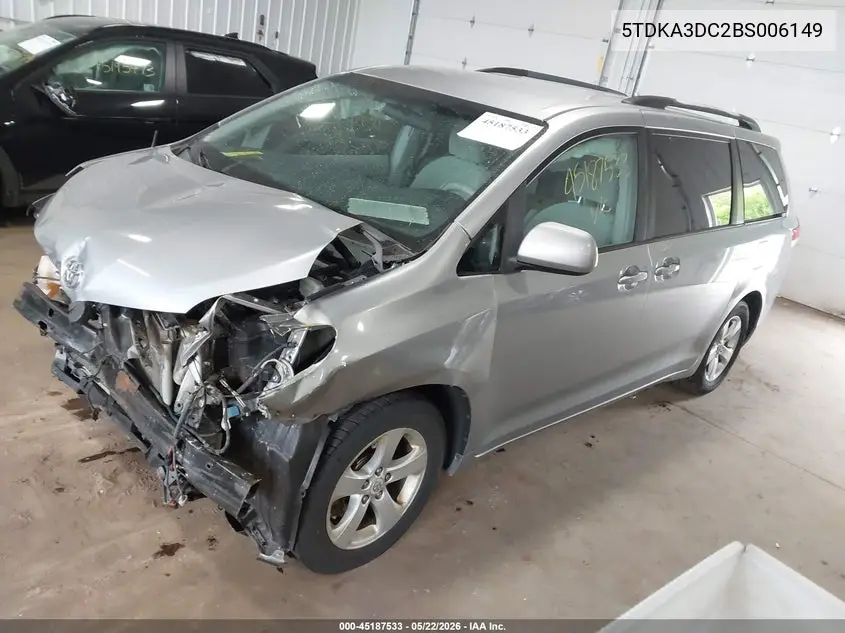 2011 Toyota Sienna Le VIN: 5TDKA3DC2BS006149 Lot: 45187533