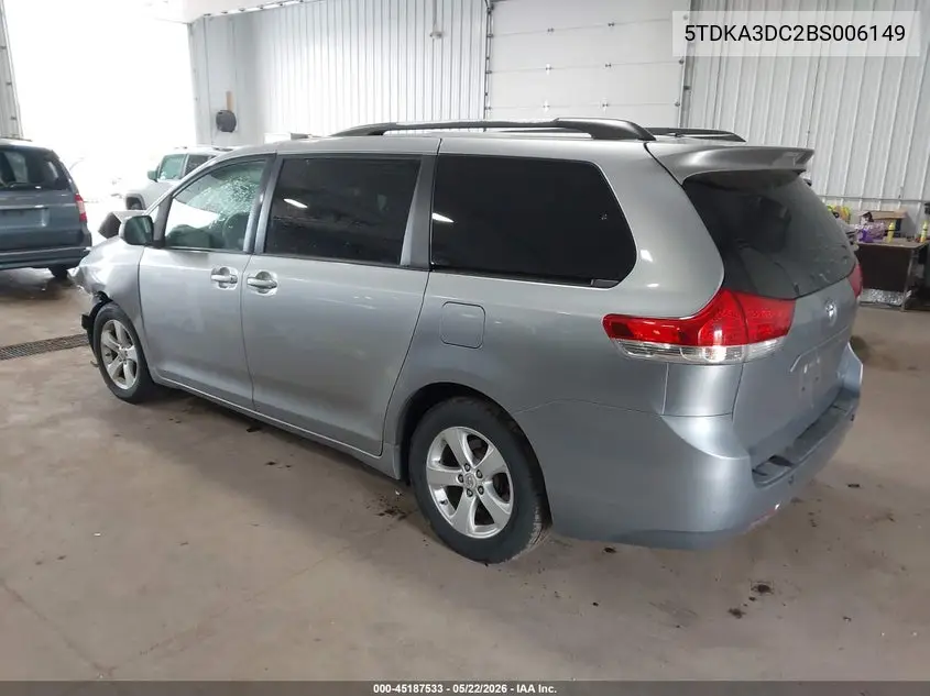 2011 Toyota Sienna Le VIN: 5TDKA3DC2BS006149 Lot: 45187533