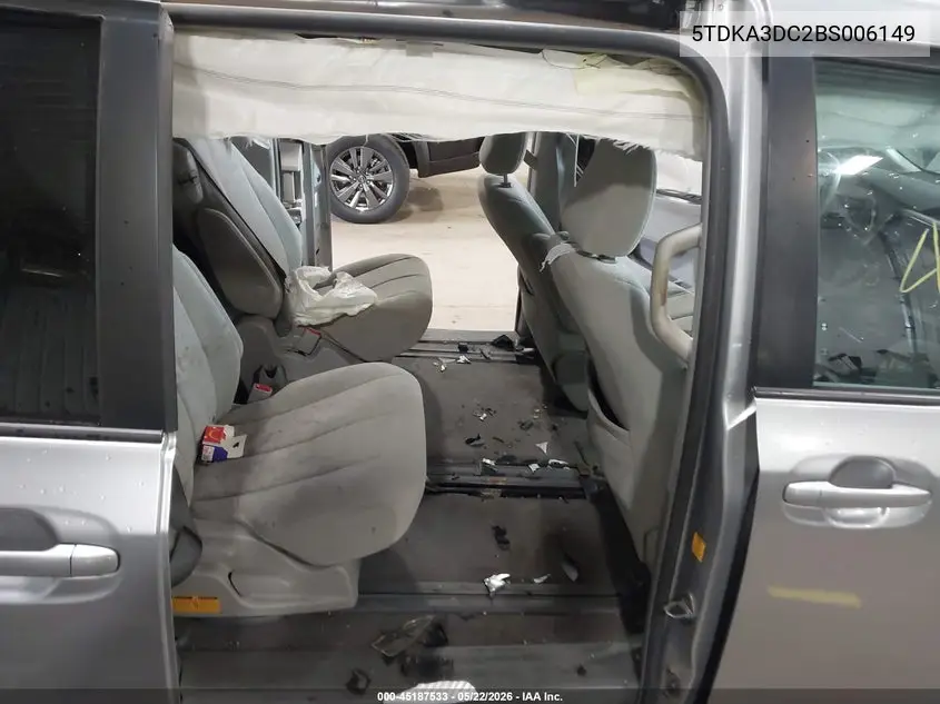 2011 Toyota Sienna Le VIN: 5TDKA3DC2BS006149 Lot: 45187533