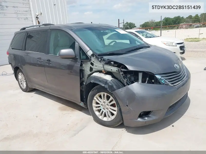 5TDYK3DC2BS151439 2011 Toyota Sienna Xle V6