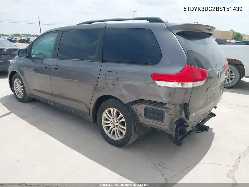 5TDYK3DC2BS151439 2011 Toyota Sienna Xle V6